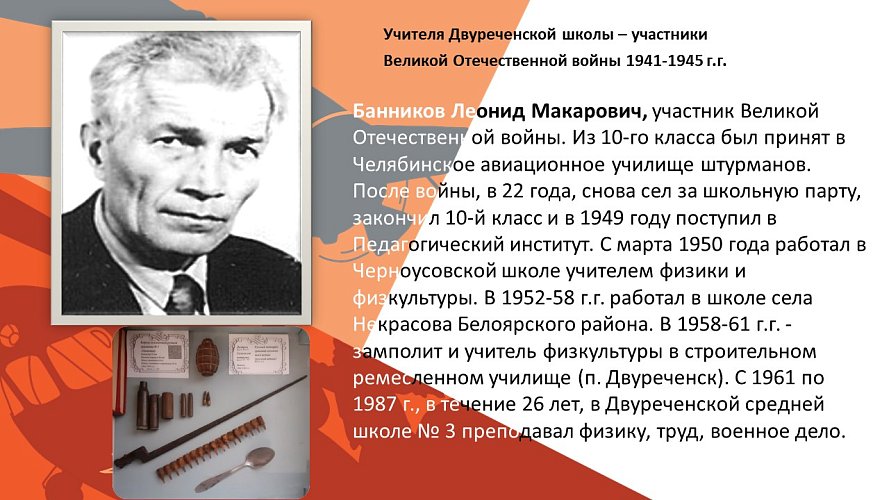 «Учителя Двуреченской школы – участники Великой Отечественной войны 1941-1945 г.г.»